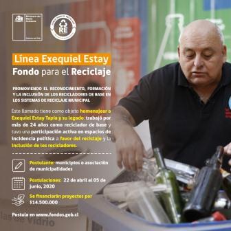 LLAMAN A POSTULAR AL FONDO PARA EL RECICLAJE EXEQUIEL ESTAY PARA APOYAR A RECICLADORES DE BASE EN LOS LAGOS